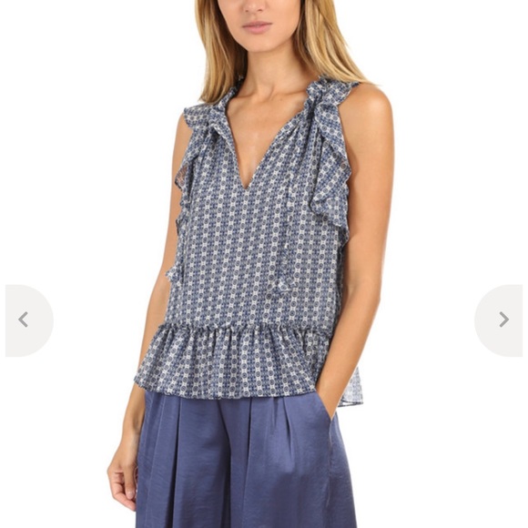 Misa Los Angeles Anile Top in Blue Multi, size small - Picture 2 of 3